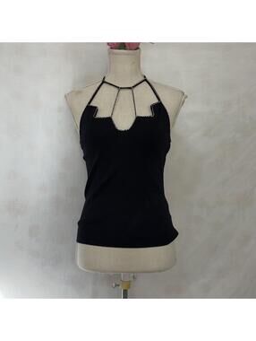 Caché rhinestone caged halter top vintage 90s size medium